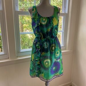 5|48 Green & Blue Floral Burst Dress **Last Chance